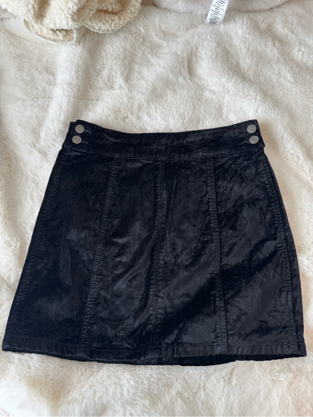 Free People Retro Velvet Mini Skirt Black